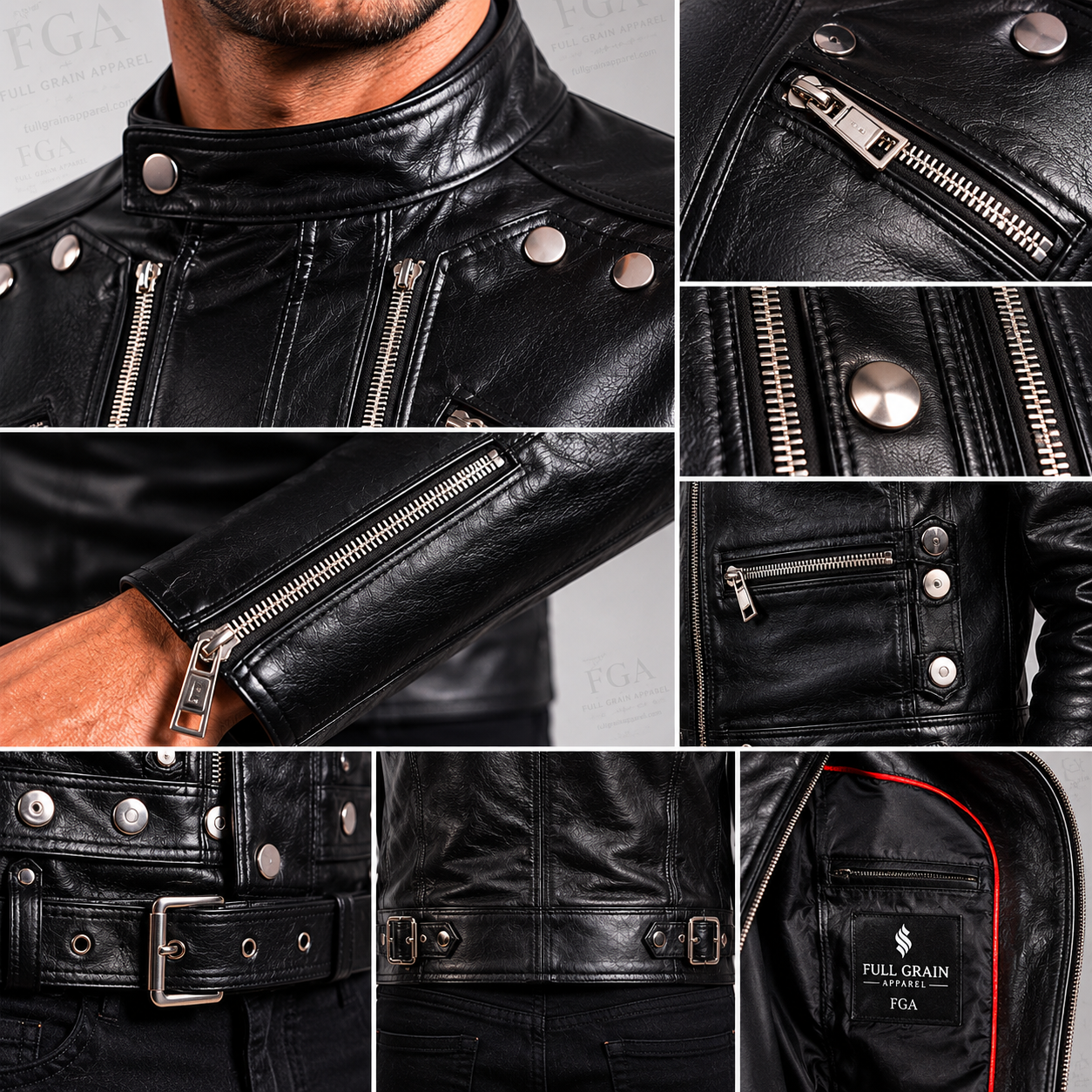 Men's Black Motorcycle Leather Jacket | Multi-Pocket | Full Grain Apparel