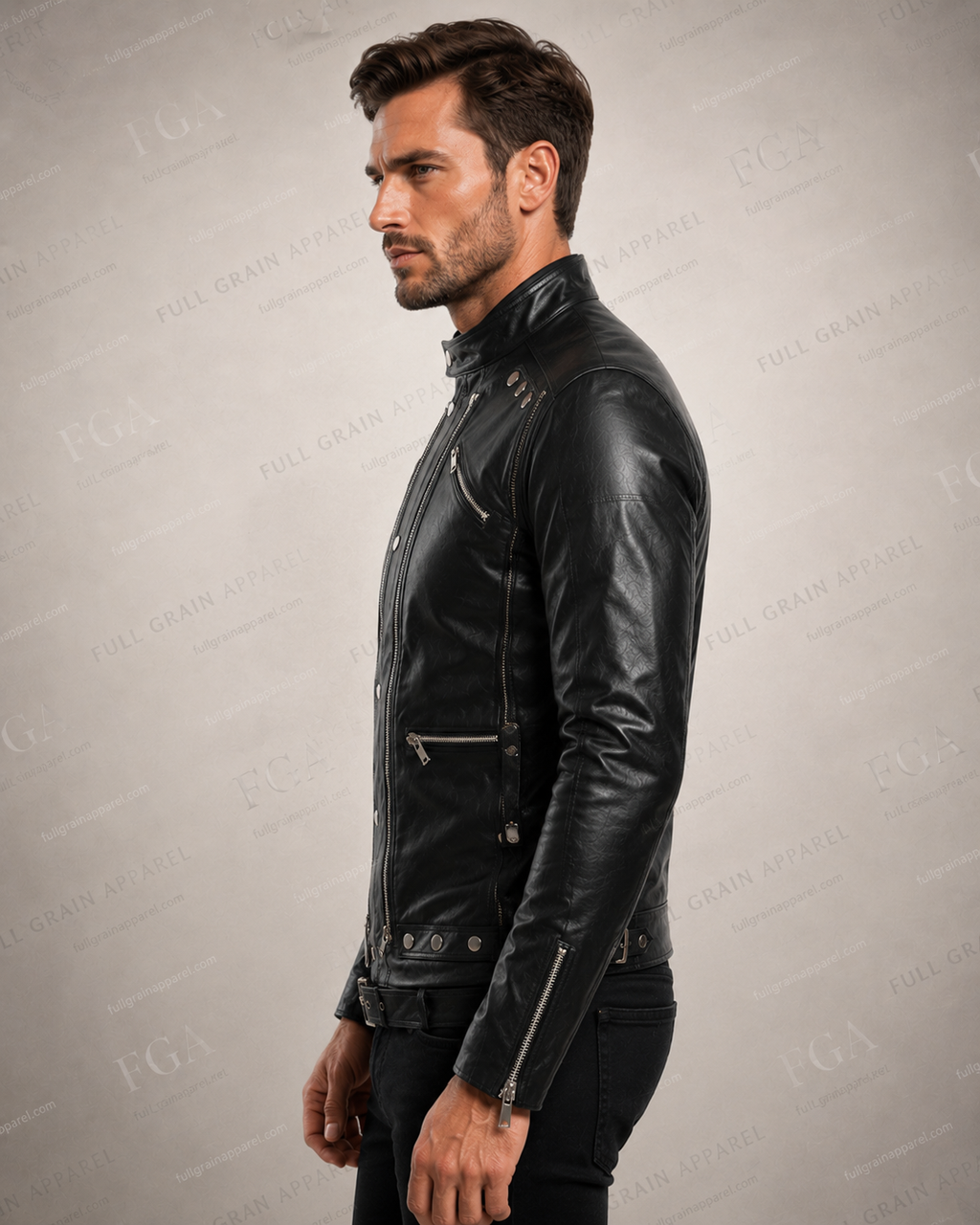 Men's Black Motorcycle Leather Jacket | Multi-Pocket | Full Grain Apparel
