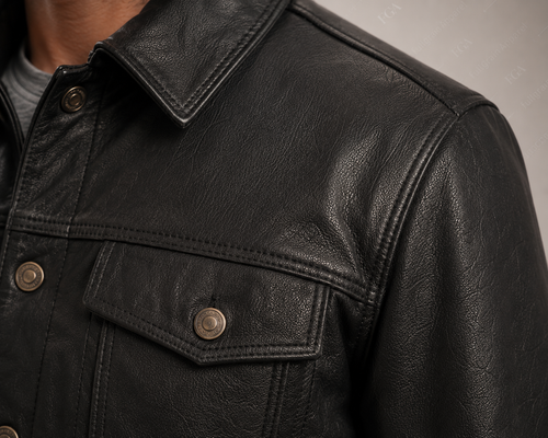 Men's Black Leather Trucker Jacket | Classic Moto | Full Grain Apparel