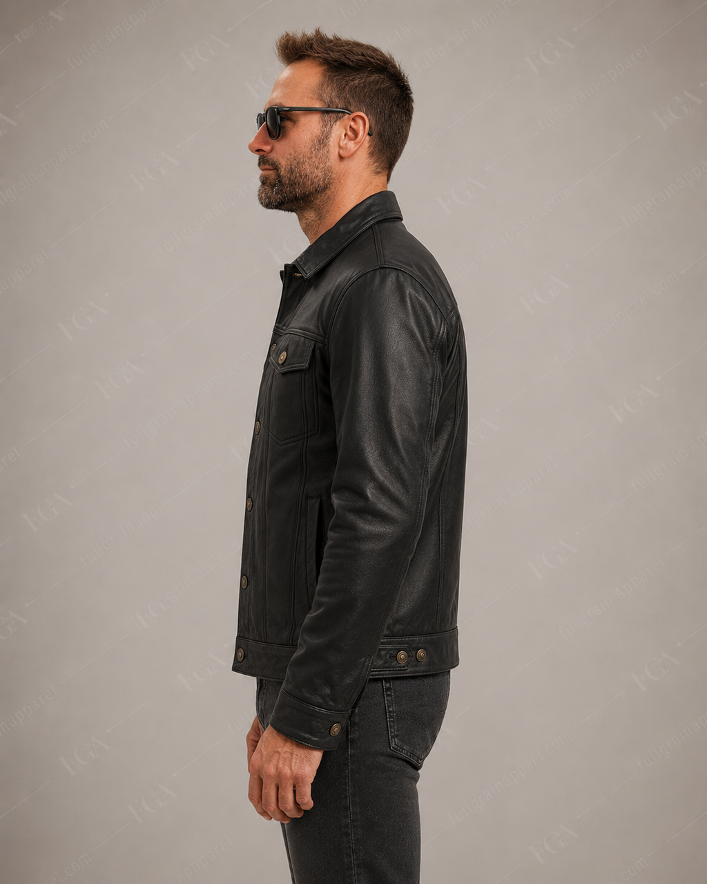 Men's Black Leather Trucker Jacket | Classic Moto | Full Grain Apparel