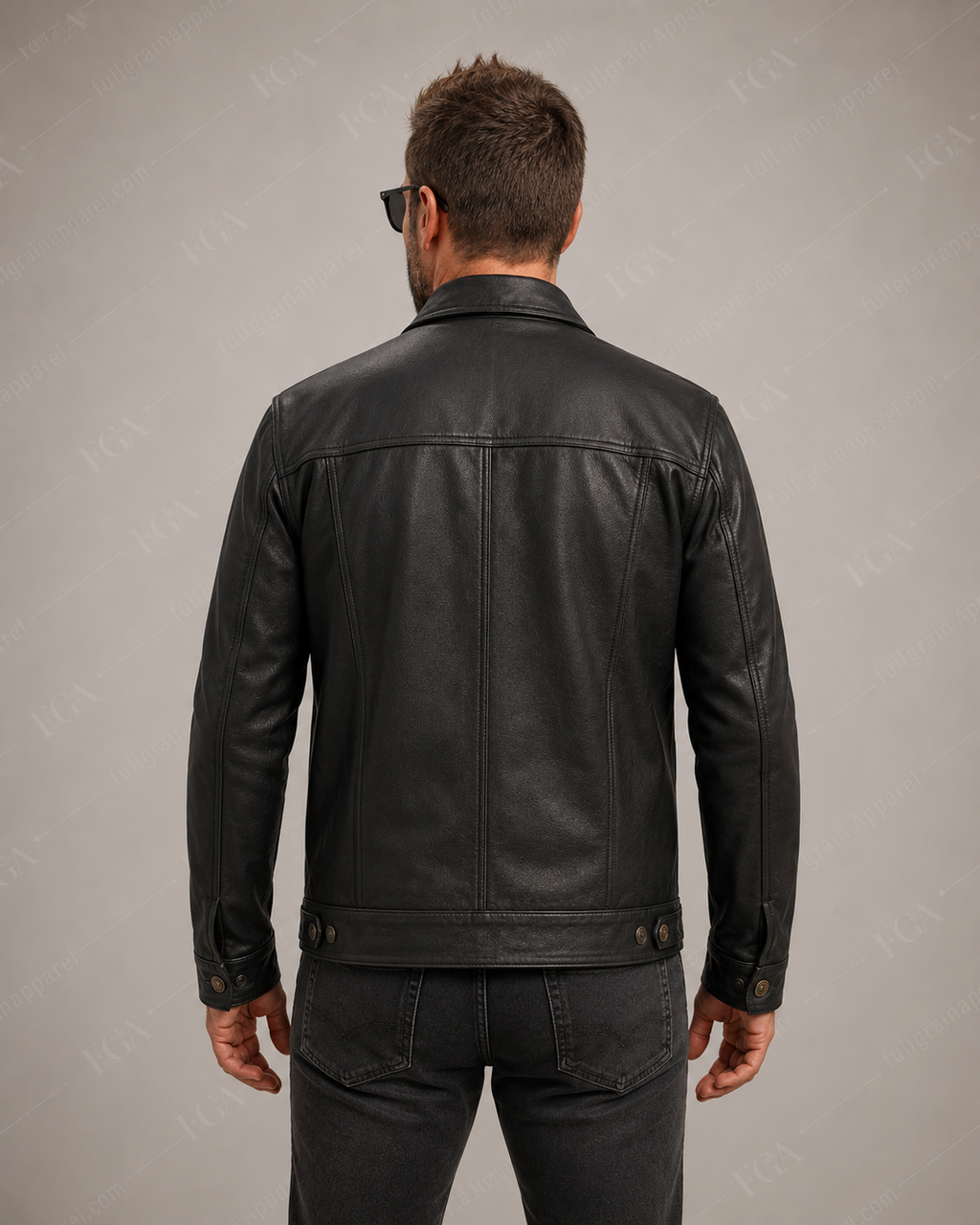 Men's Black Leather Trucker Jacket | Classic Moto | Full Grain Apparel