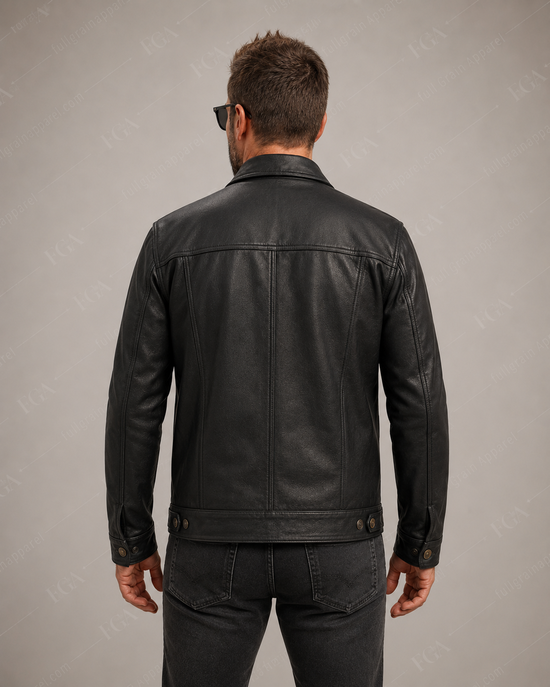 Men's Black Leather Trucker Jacket | Classic Moto | Full Grain Apparel