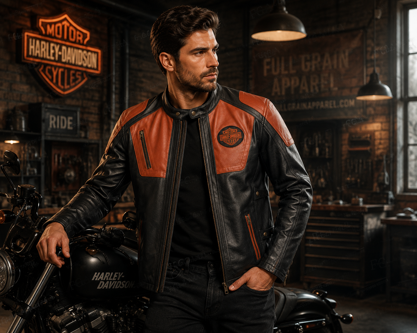Men's Harley Inspired Cafe Racer Leather Jacket | Full Grain Apparel