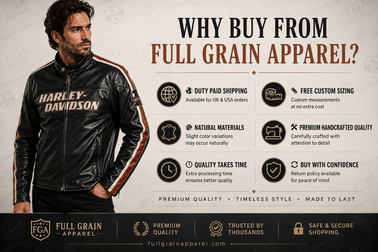 Harley-Davidson Men's Racing Stripe Leather Jacket | Full Grain Apparel