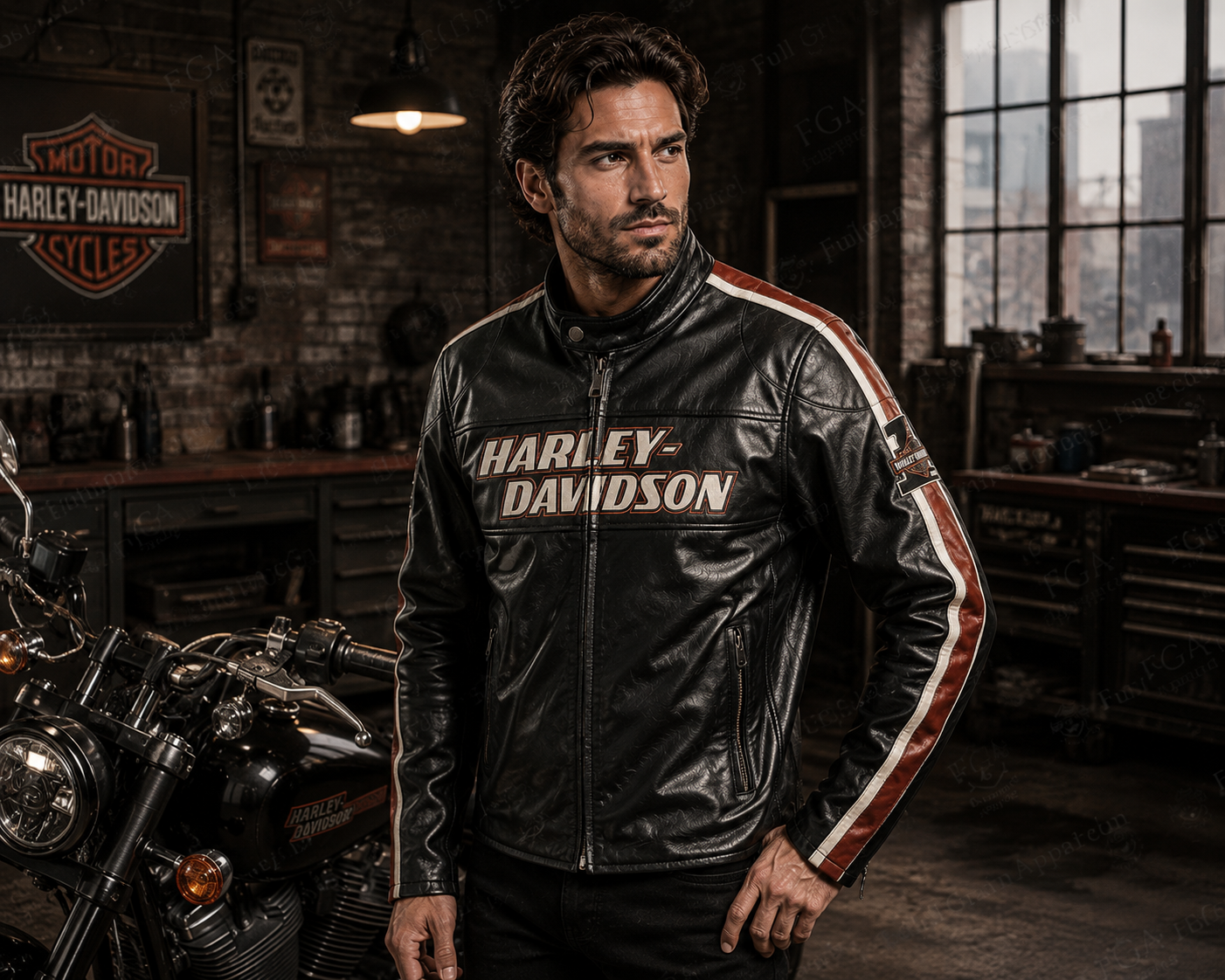 Harley-Davidson Men's Racing Stripe Leather Jacket | Full Grain Apparel