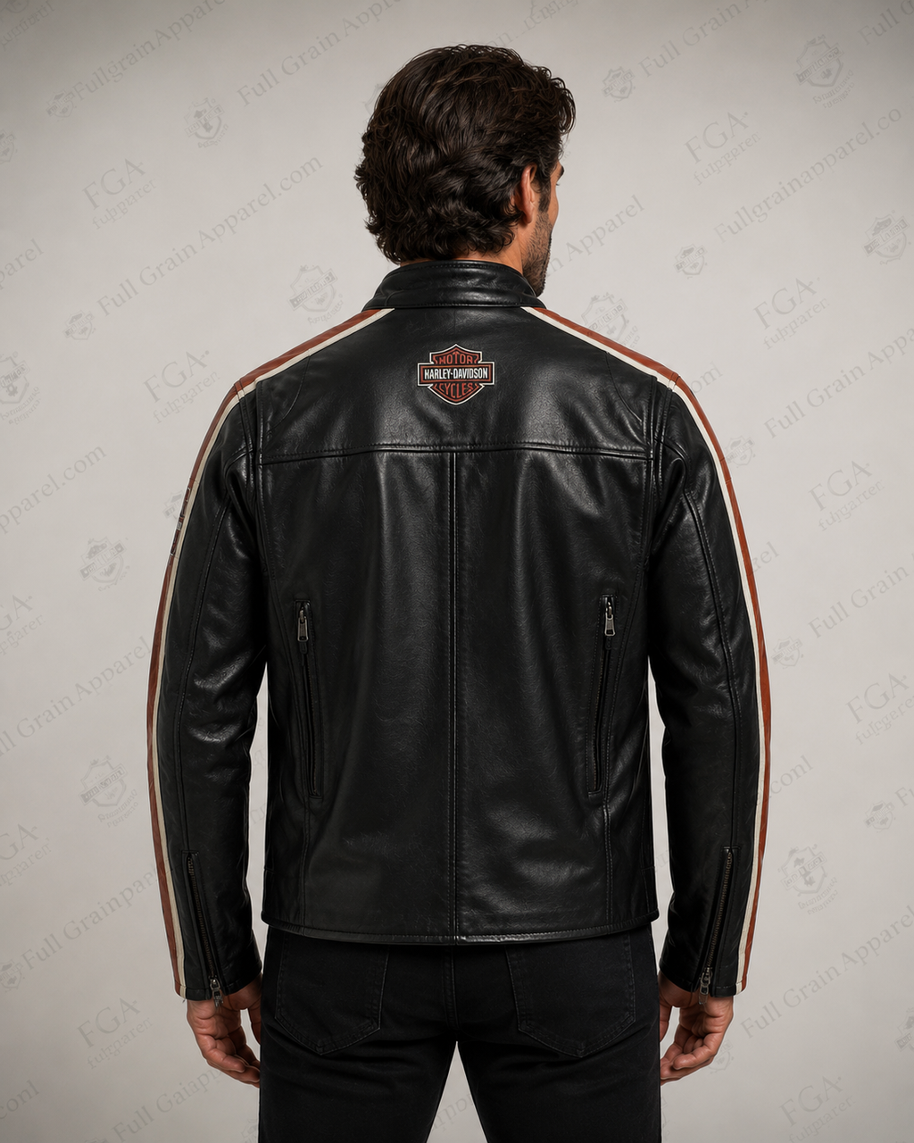 Harley-Davidson Men's Racing Stripe Leather Jacket | Full Grain Apparel