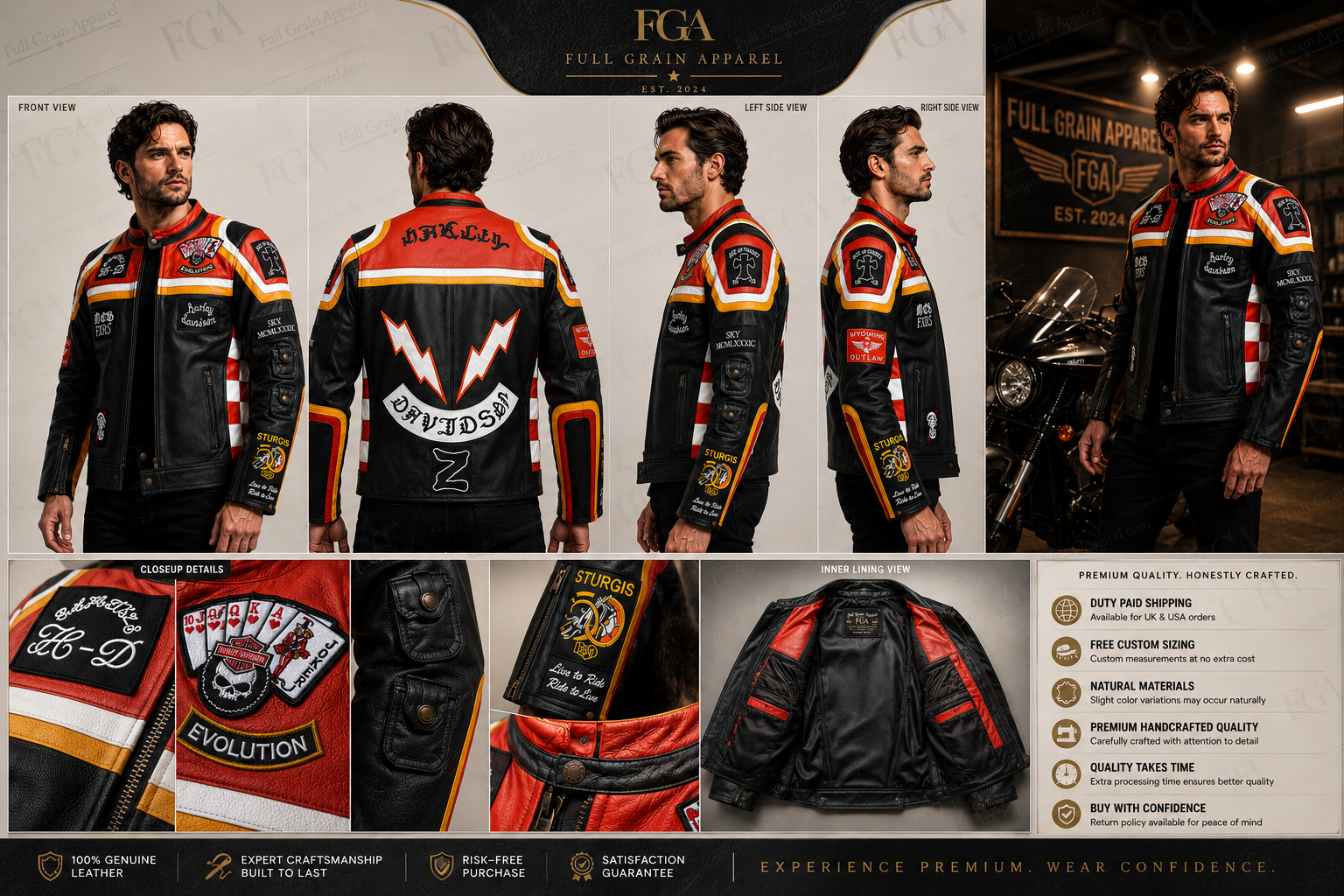 Harley-Davidson Men's Black Outlaw Racing Jacket | Full Grain Apparel