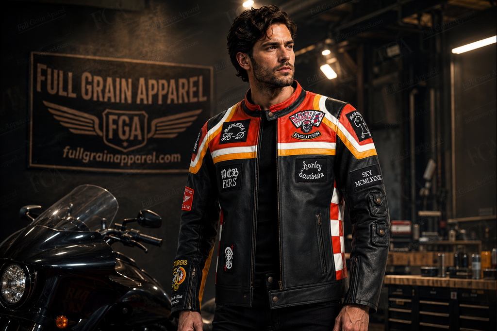 Harley-Davidson Men's Black Outlaw Racing Jacket | Full Grain Apparel