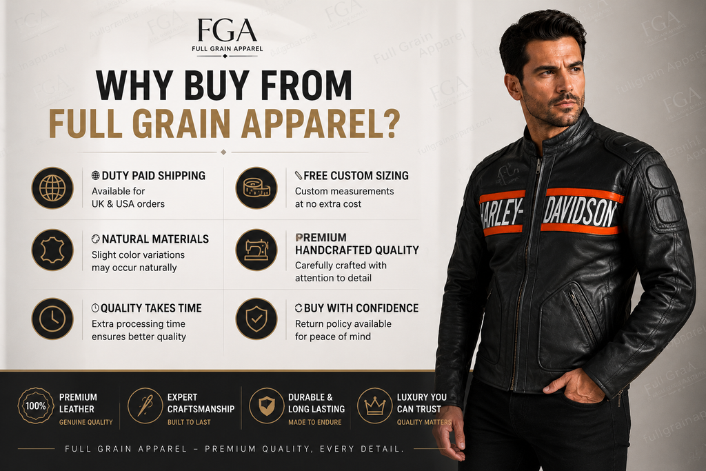 Harley-Davidson Men's Black Orange Racing Jacket | Full Grain Apparel