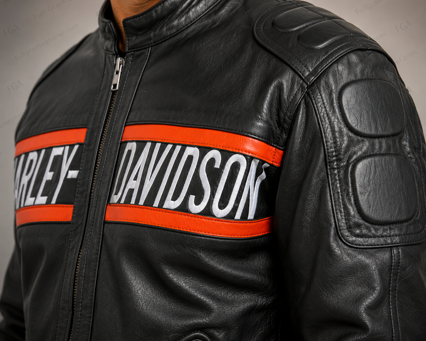 Harley-Davidson Men's Black Orange Racing Jacket | Full Grain Apparel