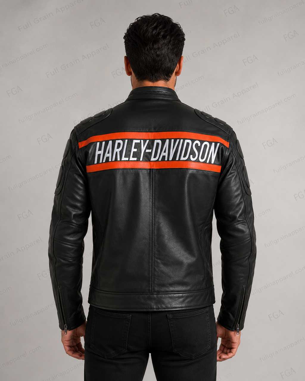 Harley-Davidson Men's Black Orange Racing Jacket | Full Grain Apparel
