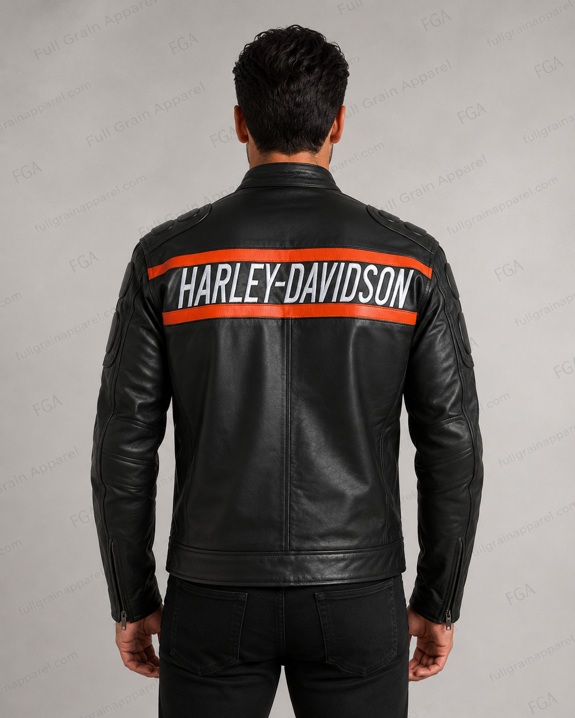 Harley-Davidson Men's Black Orange Racing Jacket | Full Grain Apparel