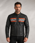 Harley-Davidson Men's Black Orange Racing Jacket | Full Grain Apparel
