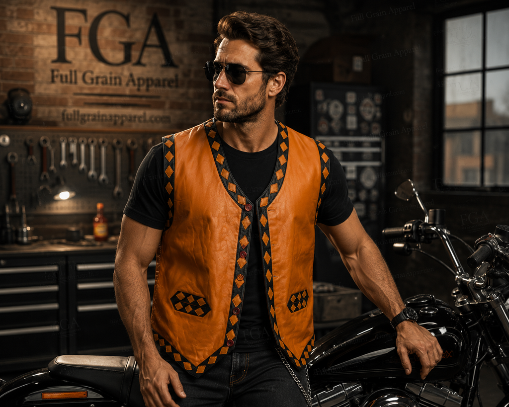 Men's Harley-Davidson Warriors Leather Motorcycle Vest | Full Grain Apparel
