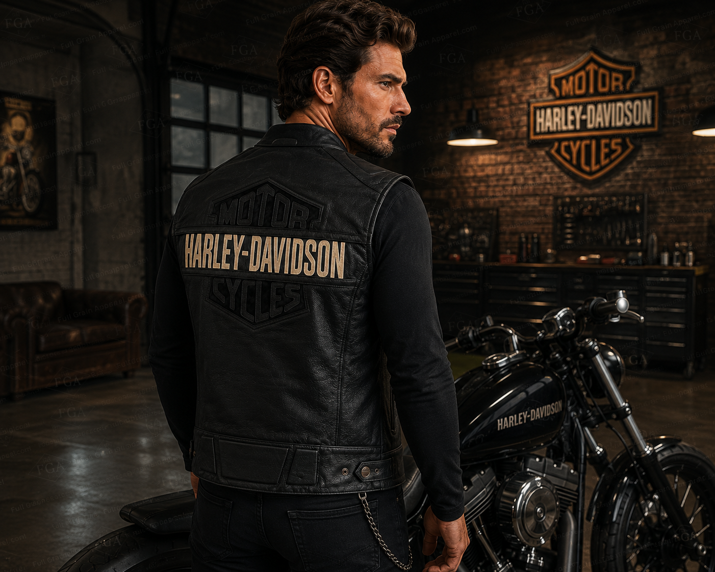Harley-Davidson Black Leather Riding Vest for Men | Full Grain Apparel