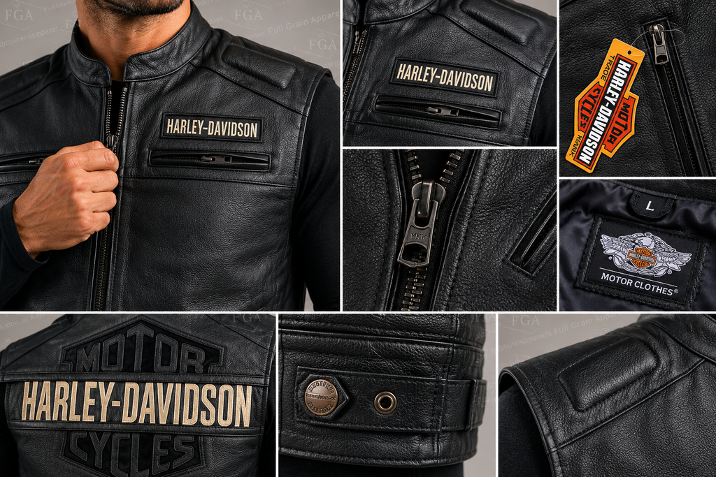 Harley-Davidson Black Leather Riding Vest for Men | Full Grain Apparel