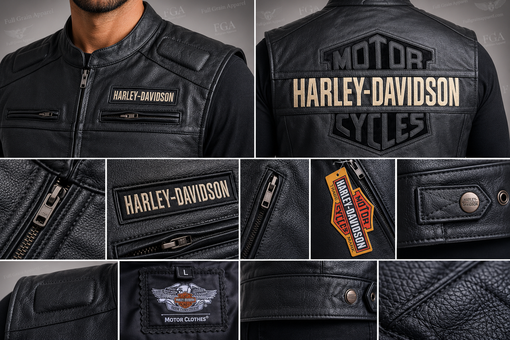 Harley-Davidson Black Leather Riding Vest for Men | Full Grain Apparel
