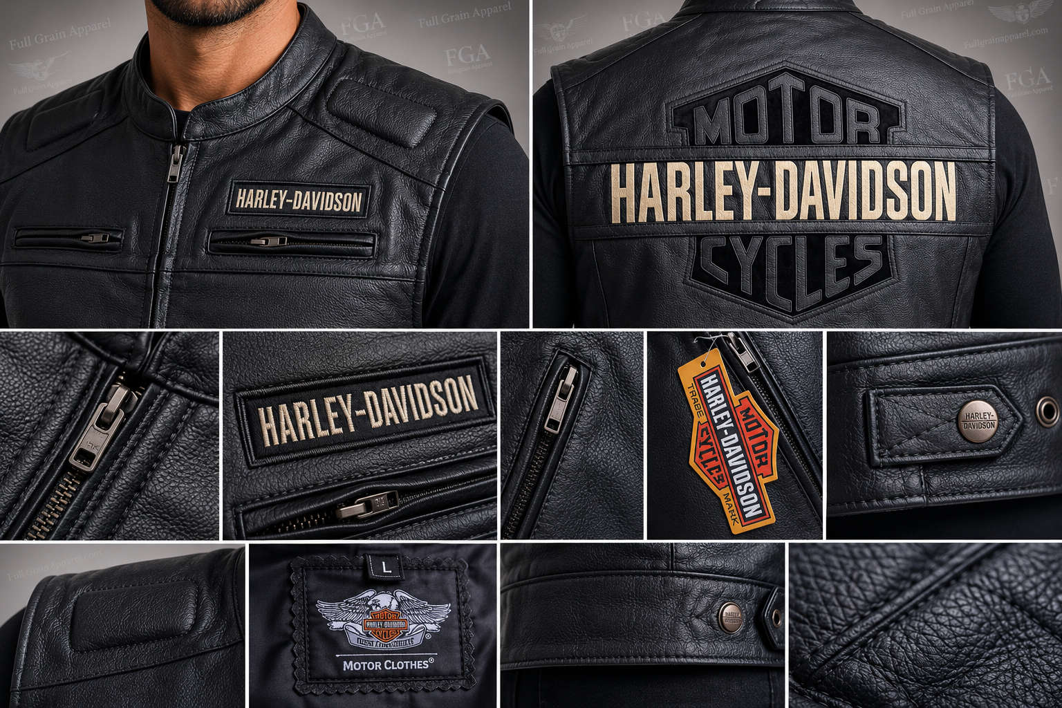 Harley-Davidson Black Leather Riding Vest for Men | Full Grain Apparel