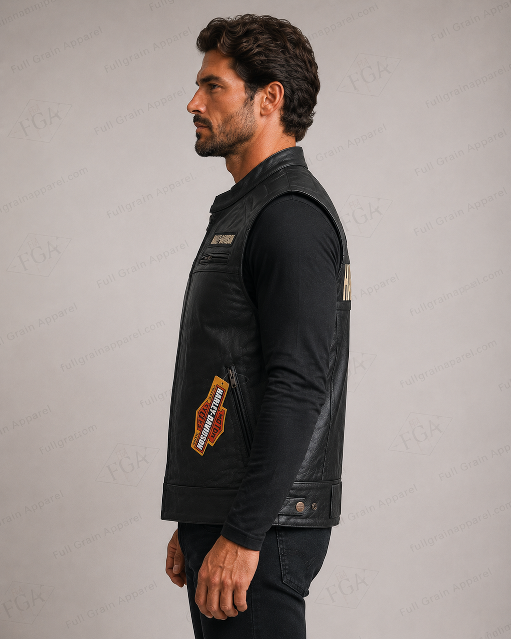 Harley-Davidson Black Leather Riding Vest for Men | Full Grain Apparel