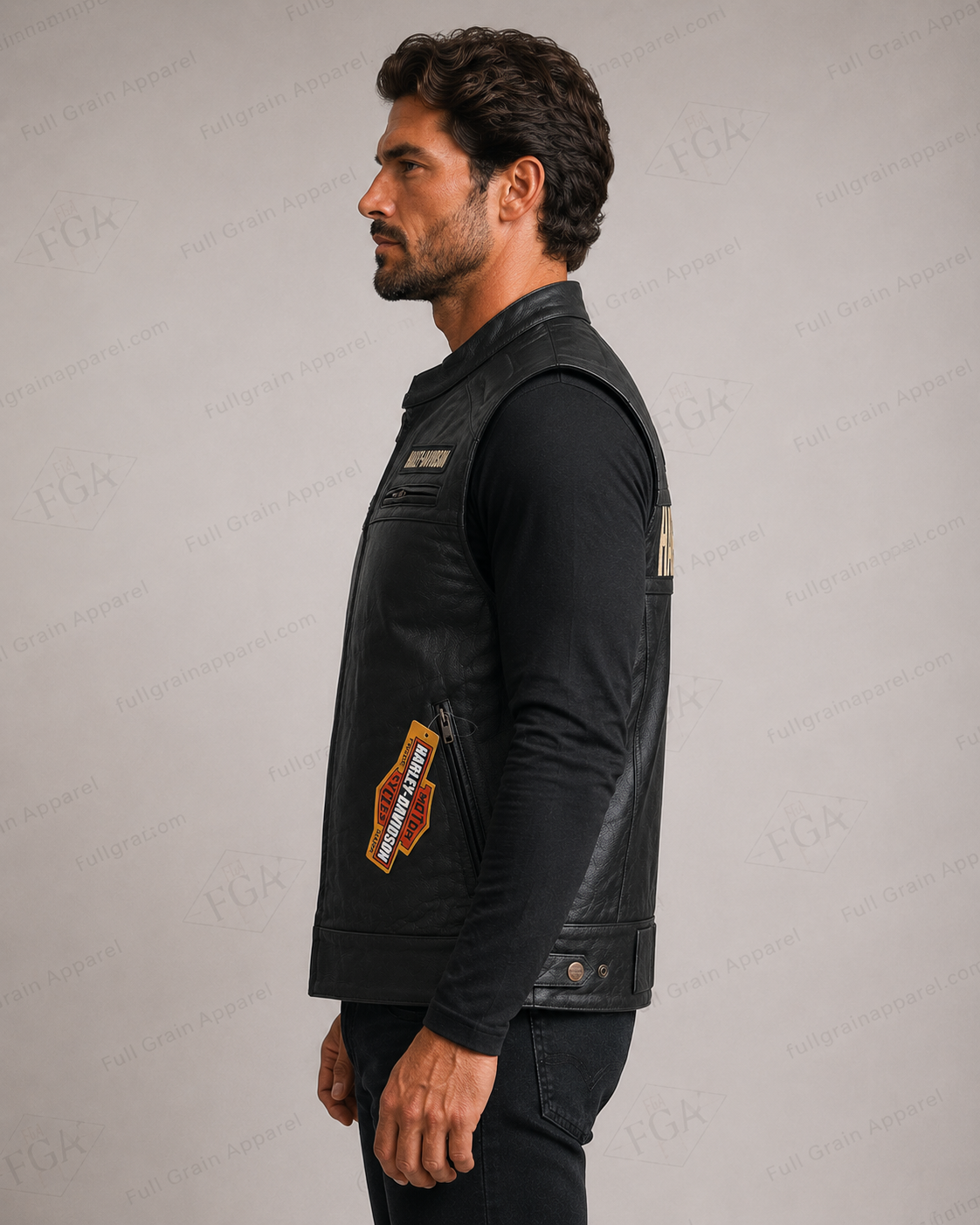 Harley-Davidson Black Leather Riding Vest for Men | Full Grain Apparel