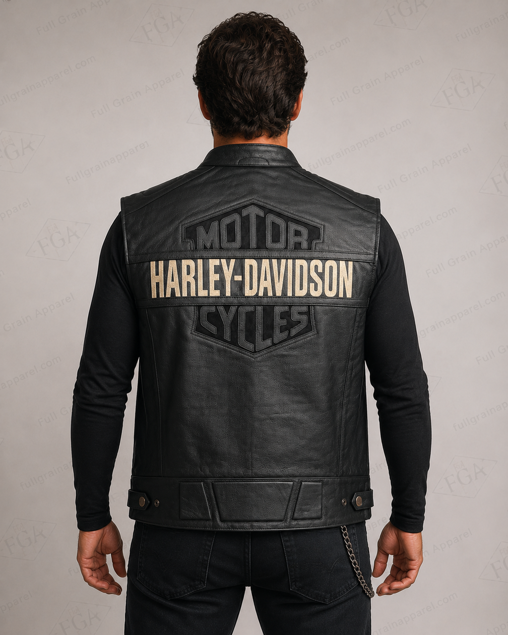 Harley-Davidson Black Leather Riding Vest for Men | Full Grain Apparel