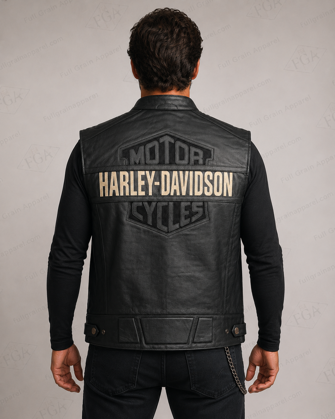 Harley-Davidson Black Leather Riding Vest for Men | Full Grain Apparel