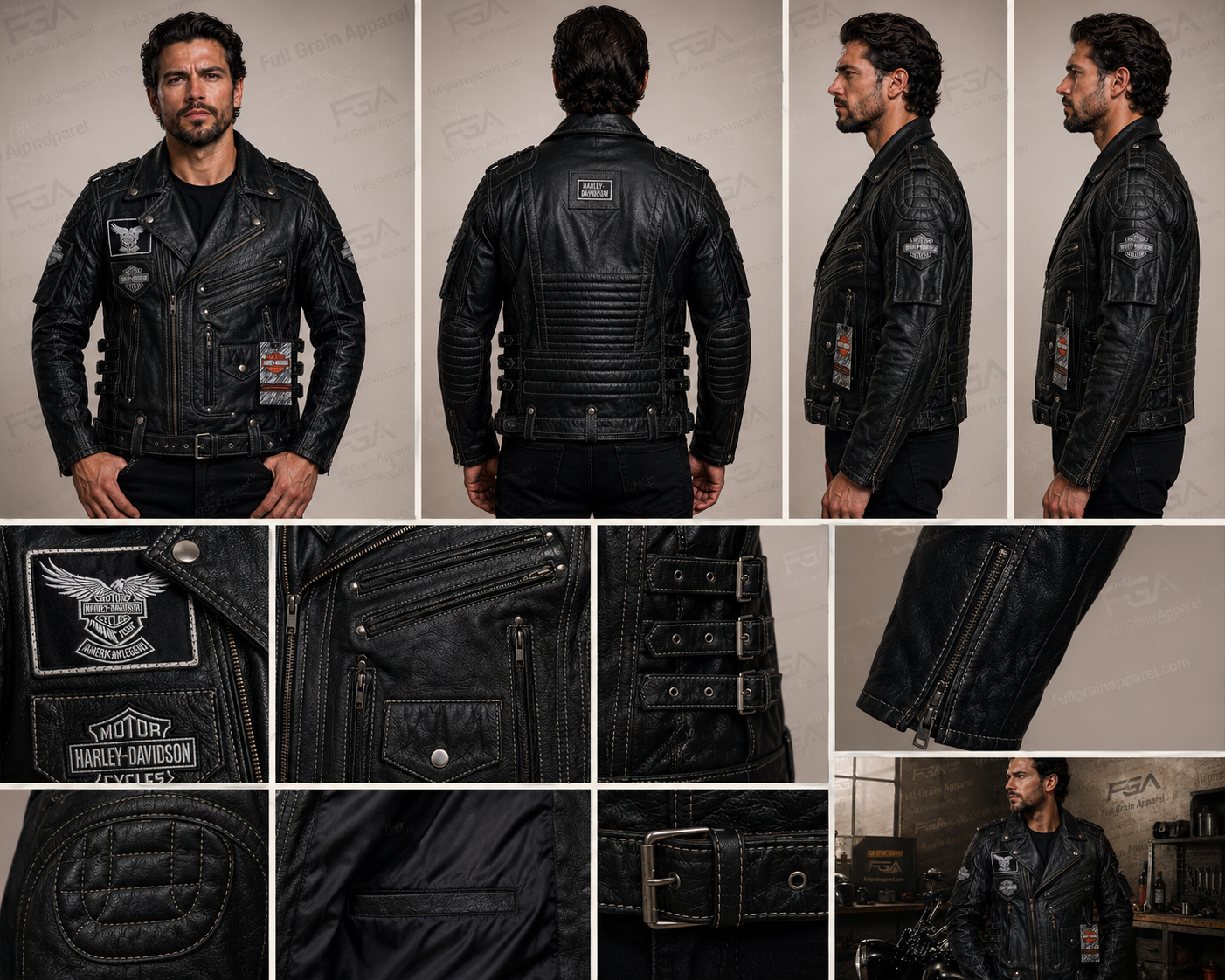 Harley-Davidson Men's Distressed Biker Leather Jacket | Full Grain Apparel