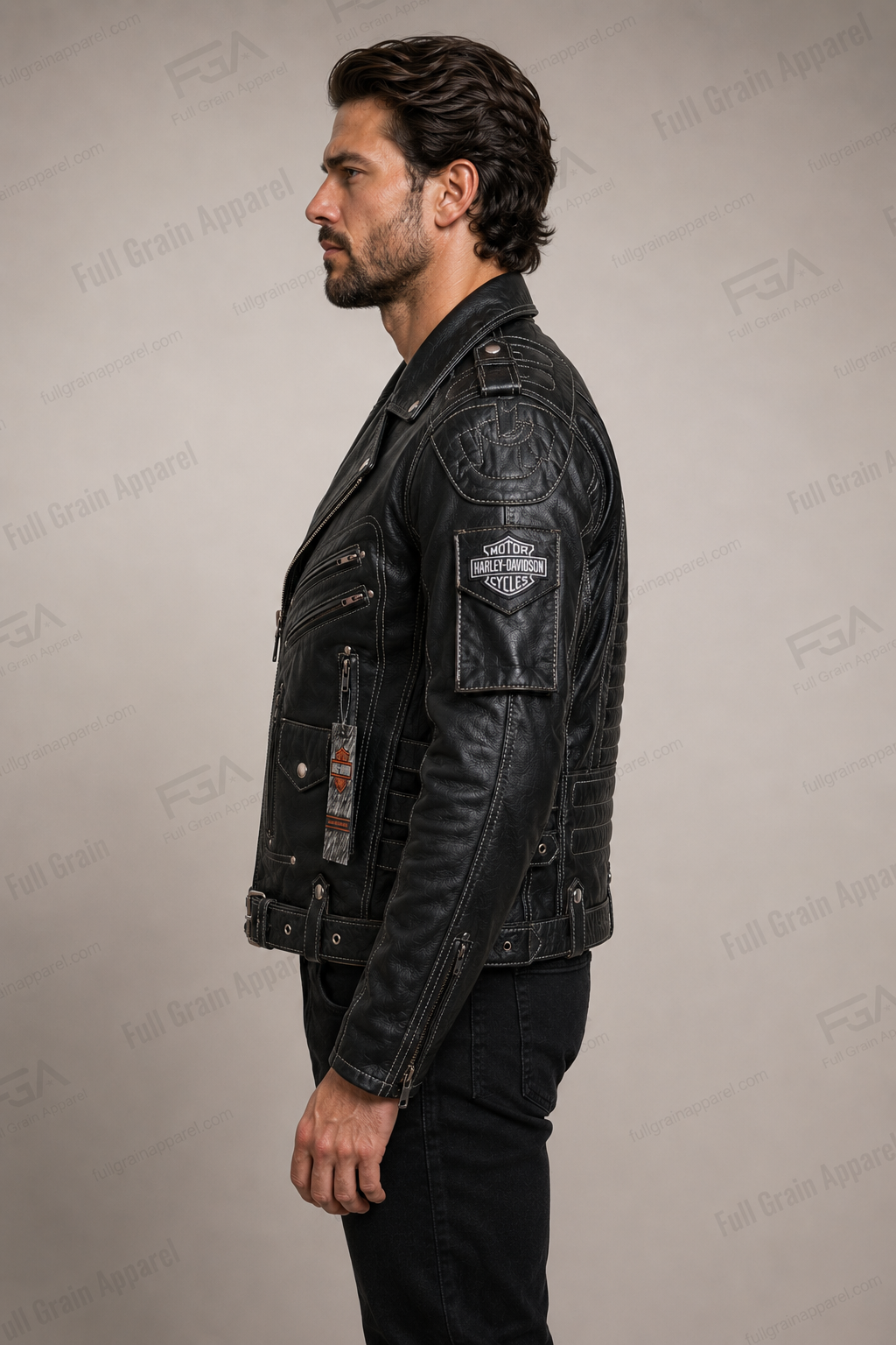 Harley-Davidson Men's Distressed Biker Leather Jacket | Full Grain Apparel