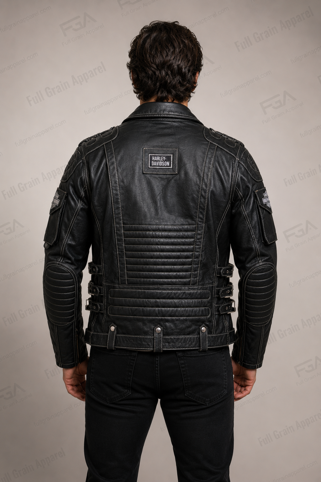 Harley-Davidson Men's Distressed Biker Leather Jacket | Full Grain Apparel