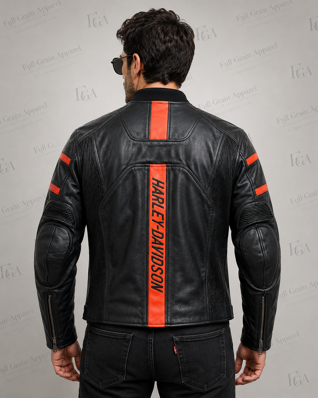 Men's Harley-Davidson Black Red Motorcycle Jacket | Full Grain Apparel