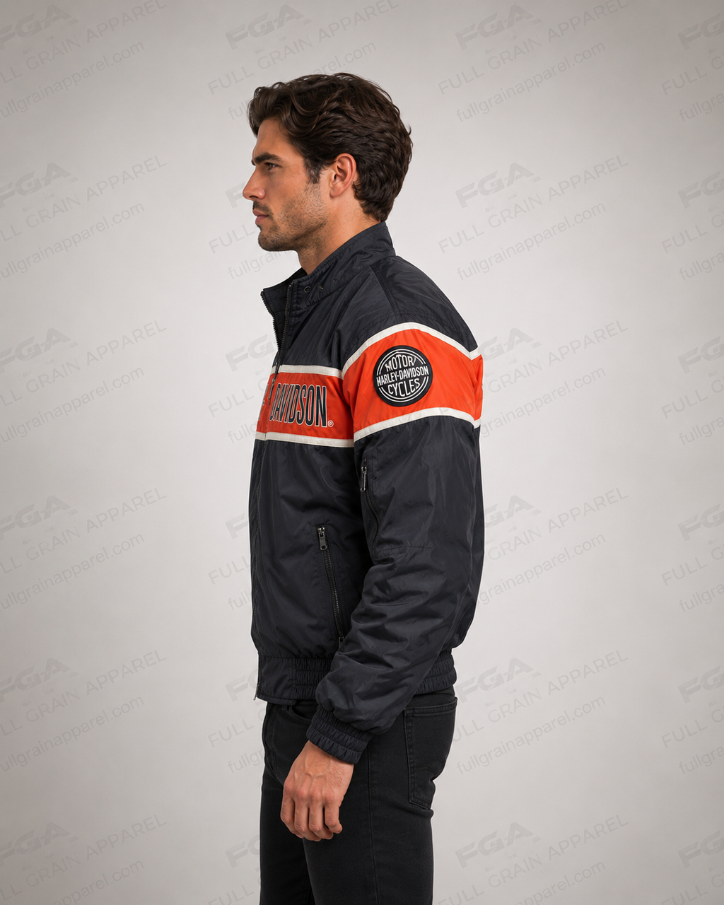 Men's Harley-Davidson Racing Black Orange Bomber Jacket