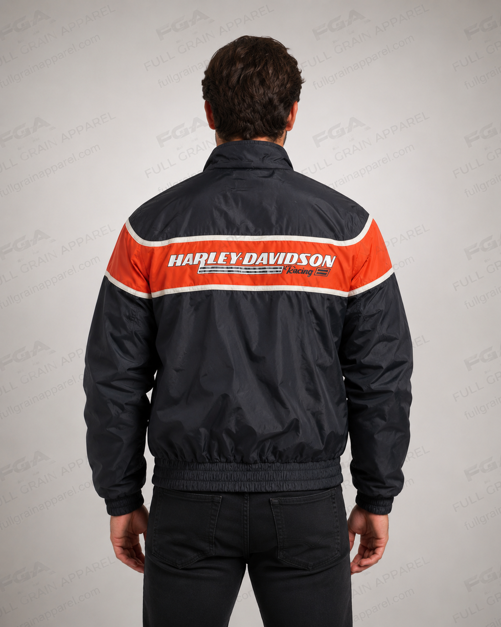 Men's Harley-Davidson Racing Black Orange Bomber Jacket