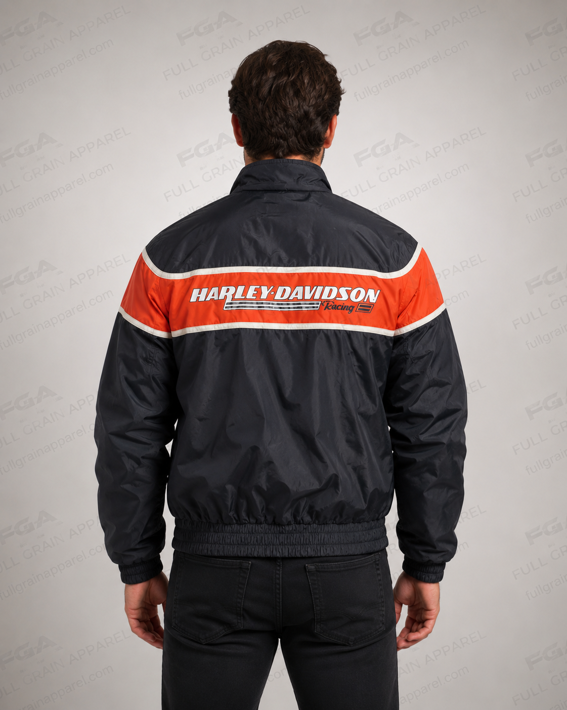 Men's Harley-Davidson Racing Black Orange Bomber Jacket