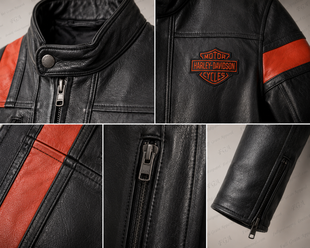 Men's Harley-Davidson Racing Stripe Leather Jacket | Full Grain Apparel