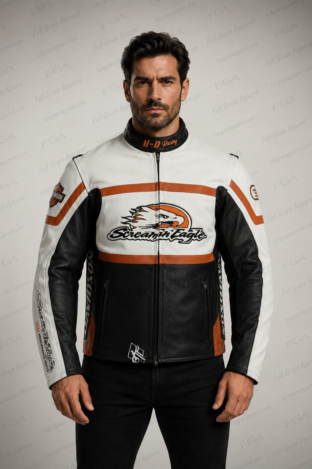 Men's Harley-Davidson Screamin’ Eagle Racing Leather Jacket |Full Grain Apparel