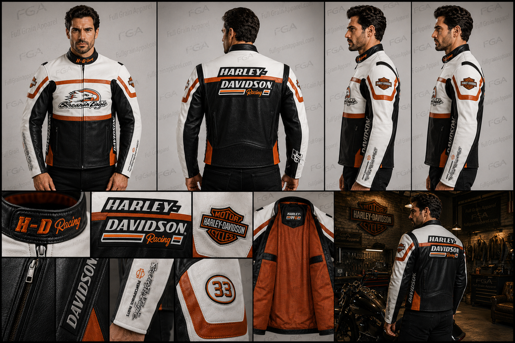 Men's Harley-Davidson Screamin’ Eagle Racing Leather Jacket |Full Grain Apparel