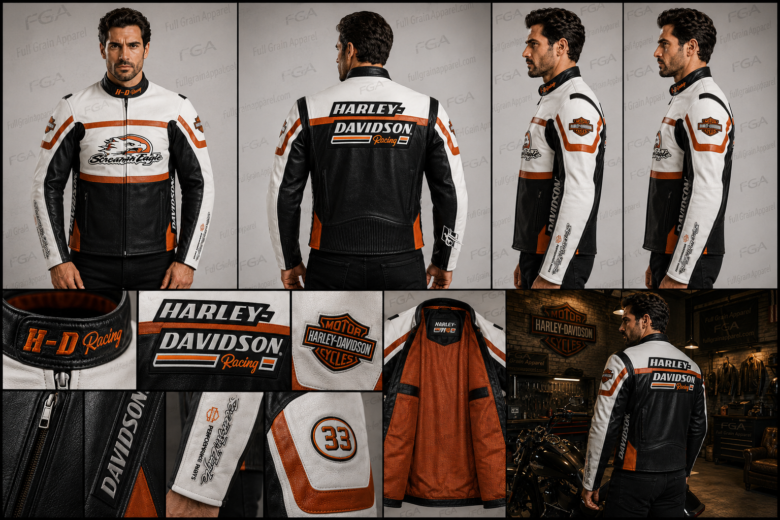 Men's Harley-Davidson Screamin’ Eagle Racing Leather Jacket |Full Grain Apparel