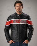 Men's Harley-Davidson Black Red Leather Jacket | Full Grain Apparel