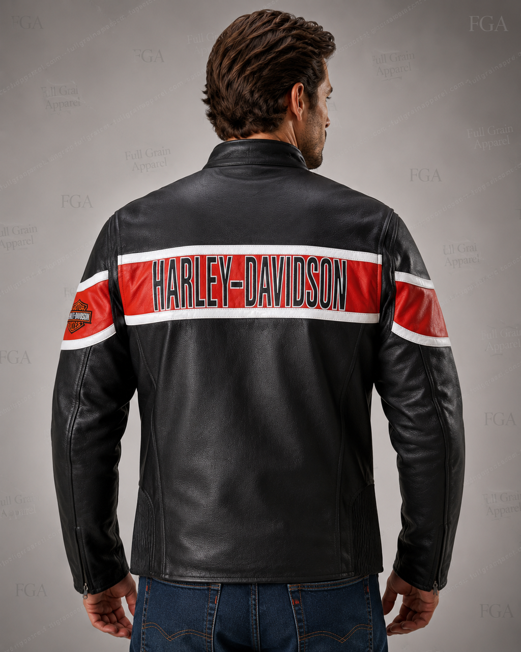 Men's Harley-Davidson Black Red Leather Jacket | Full Grain Apparel