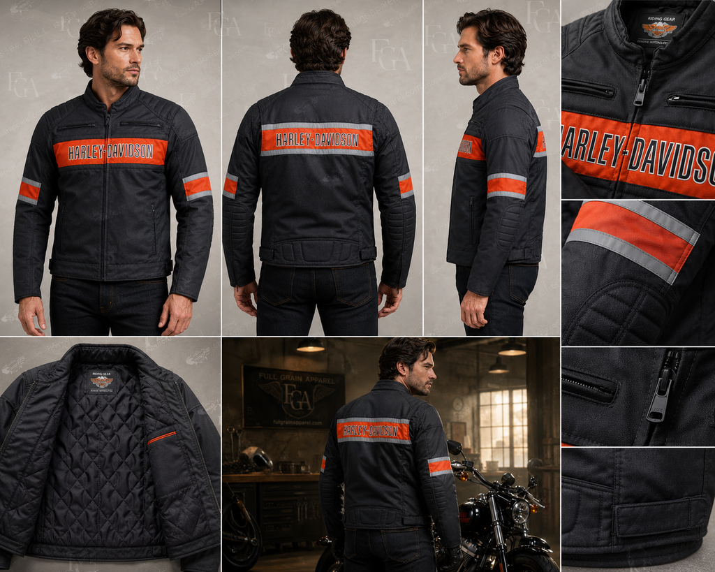 Men's Harley-Davidson Black Textile Motorcycle Jacket | Full Grain Apparel