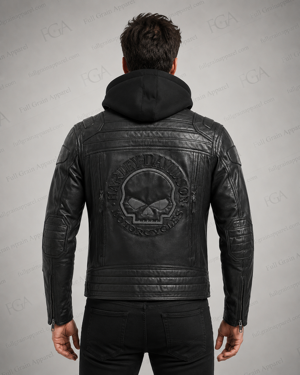 Harley-Davidson Skull Hooded Leather Jacket for Men | Full Grain Apparel