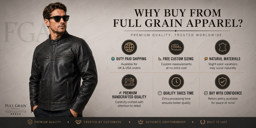 Men’s Harley-Davidson Cafe Racer Leather Jacket | Full Grain Apparel