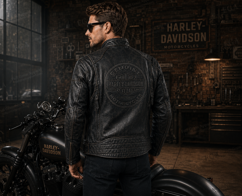 Men’s Harley-Davidson Cafe Racer Leather Jacket | Full Grain Apparel