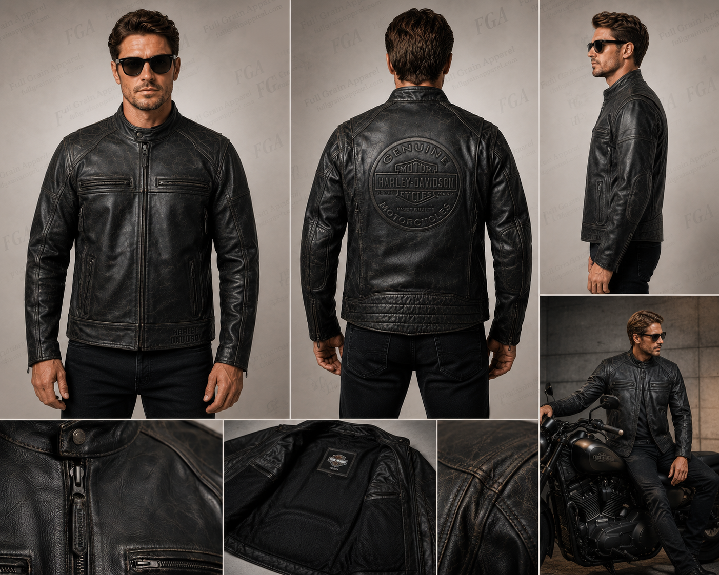 Men’s Harley-Davidson Cafe Racer Leather Jacket | Full Grain Apparel