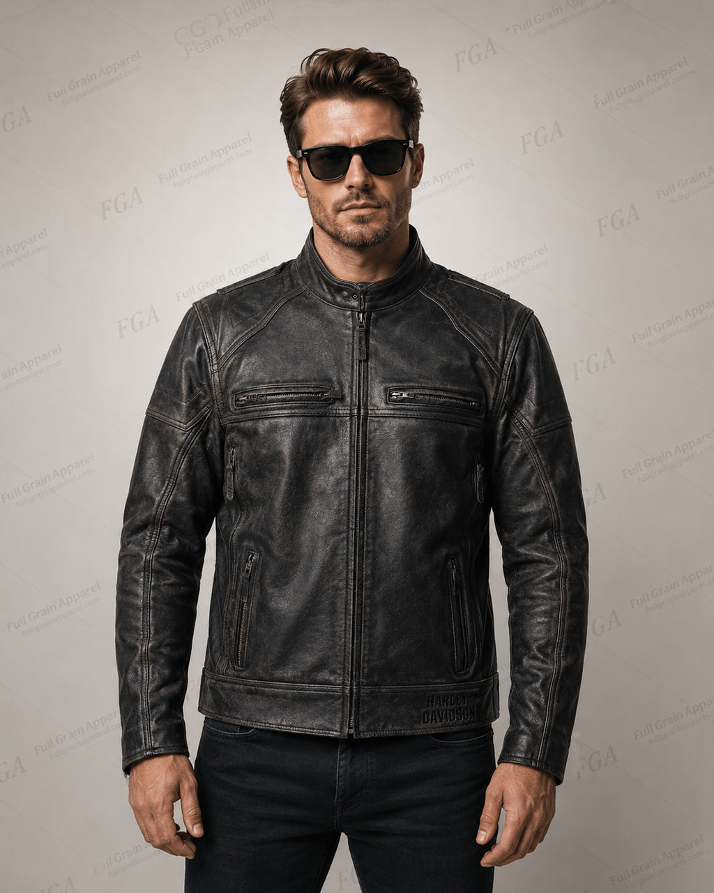 Men’s Harley-Davidson Cafe Racer Leather Jacket | Full Grain Apparel