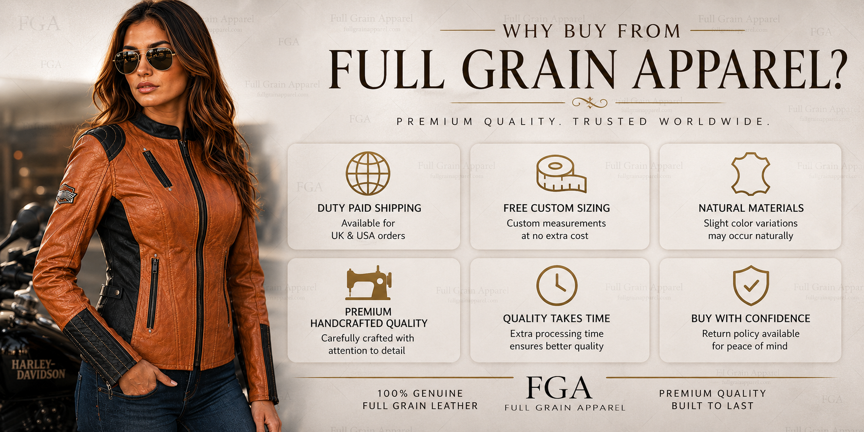 Women’s Harley-Davidson Leather Motorcycle Jacket | Full Grain Apparel