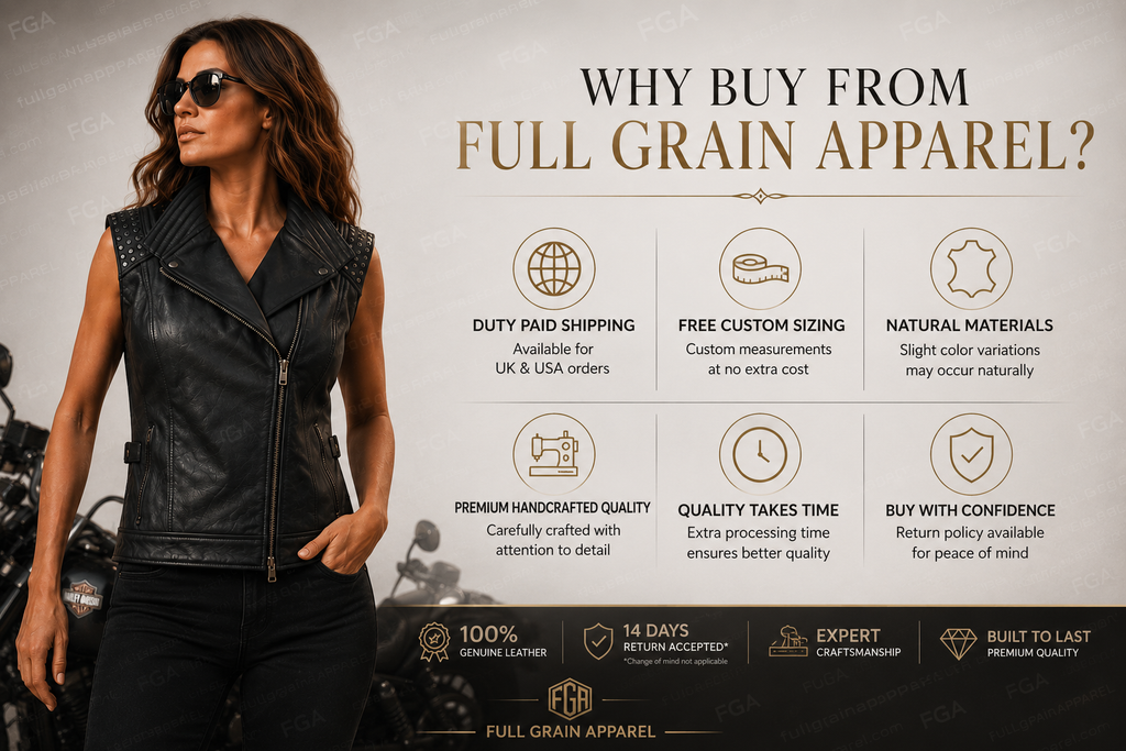 Women’s Harley-Davidson Leather Motorcycle Vest | Full Grain Apparel