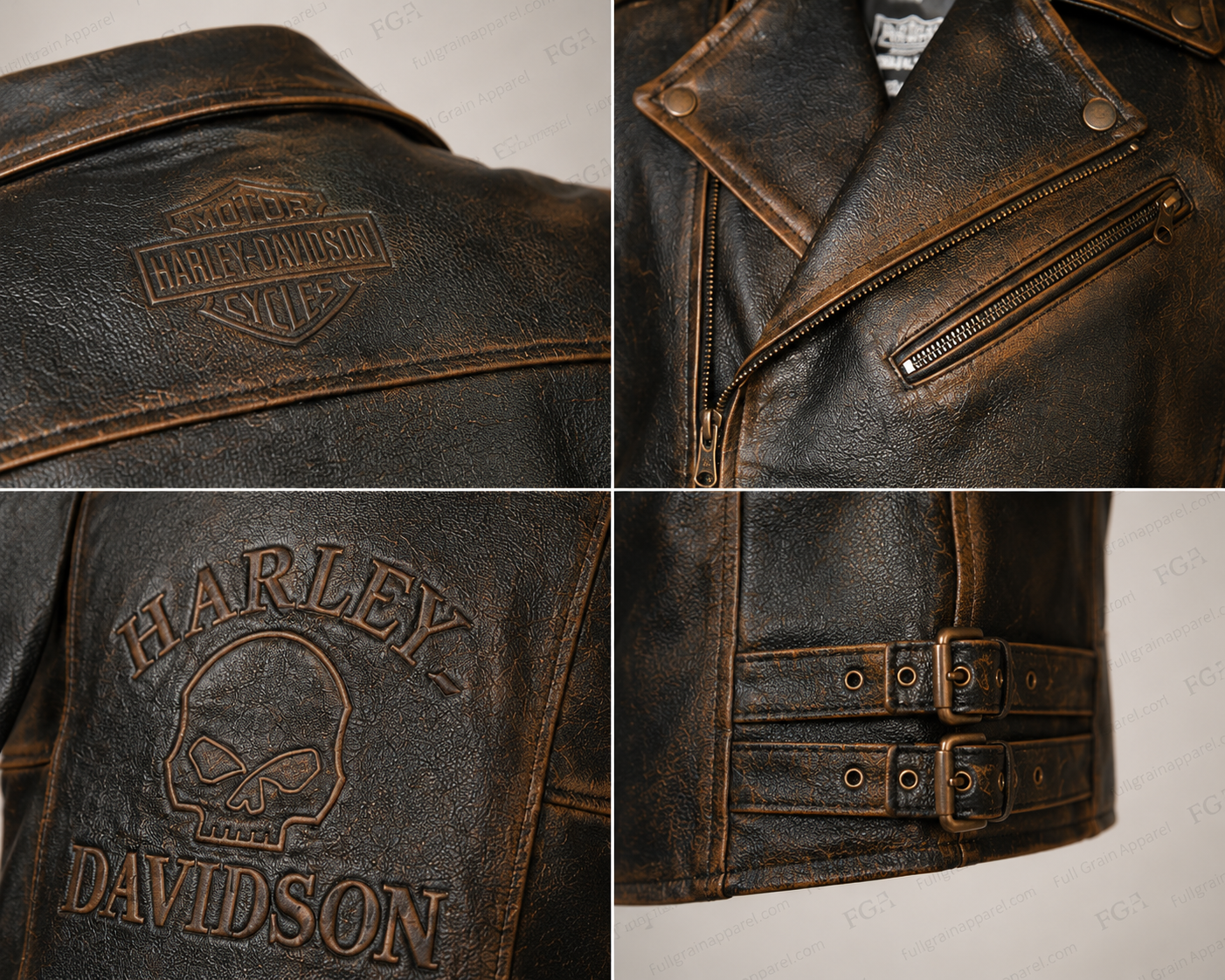 Men’s Harley-Davidson Skull Leather Motorcycle Vest | Full Grain Apparel