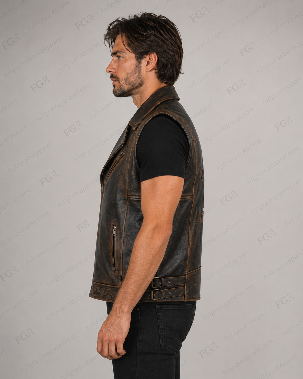 Men’s Harley-Davidson Skull Leather Motorcycle Vest | Full Grain Apparel