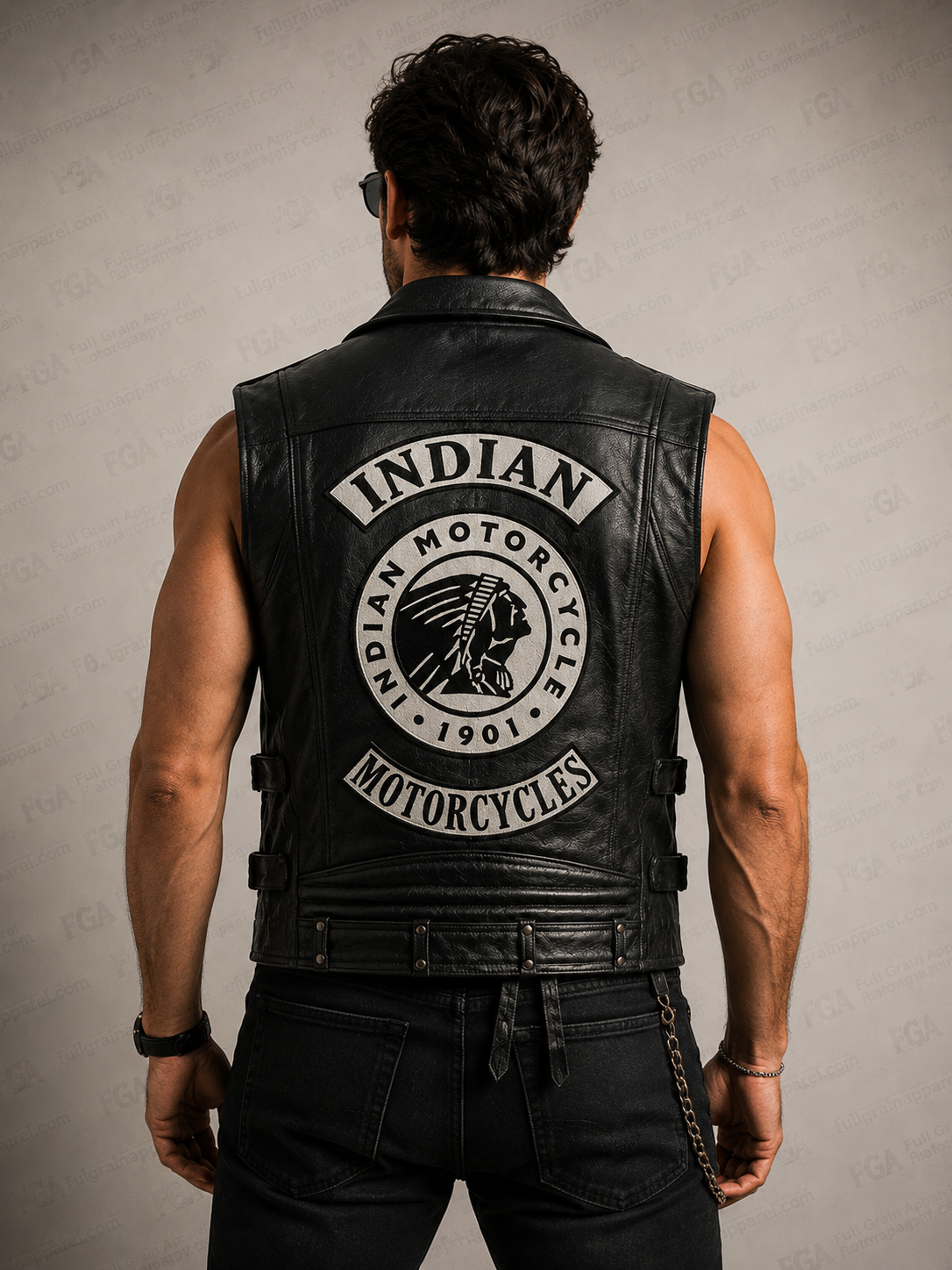 Men’s Indian Motorcycle Leather Vest for Men | Full Grain Apparel